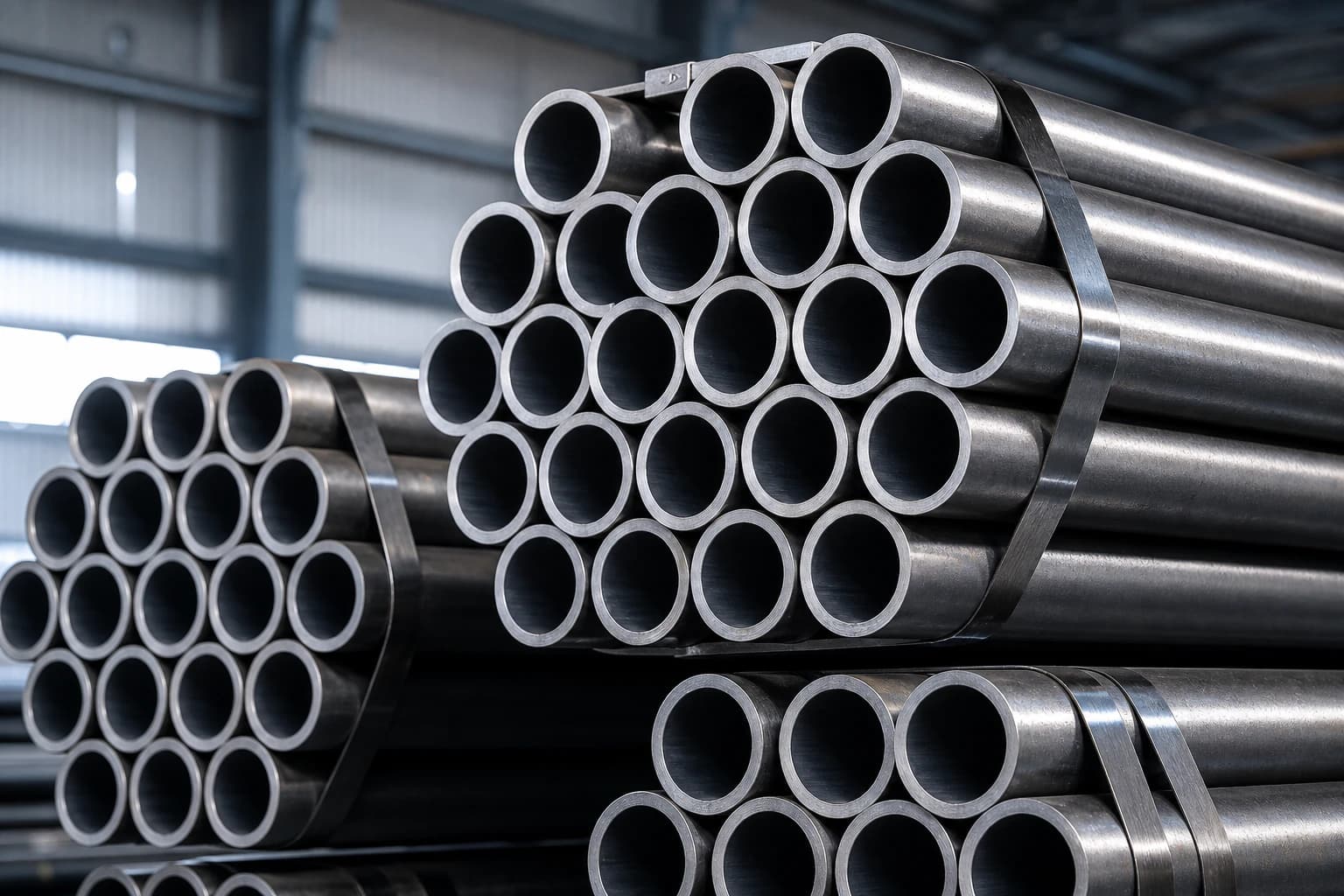 Stacked steel tubes in multiple diameters